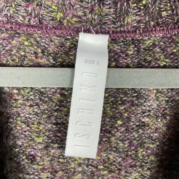 Ischiko Cardigan Sweater‎ Brown Wool Heathered Button Front Ribbed Sz 8 / 10 US - Picture 4 of 9